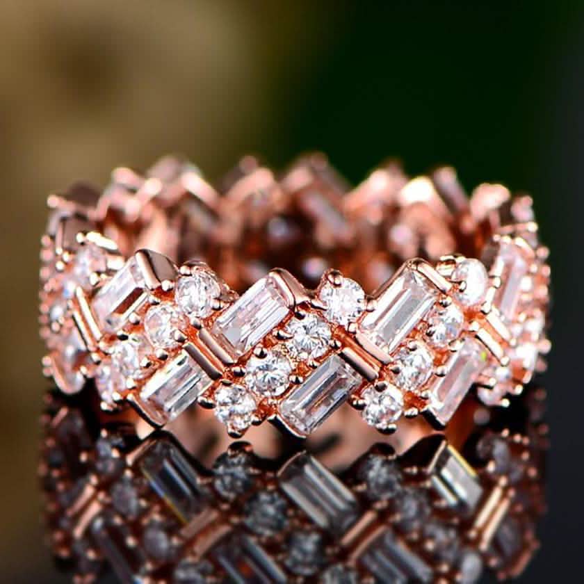 Barzel 18K Gold Plated Ring Made with Swarovski Crystal