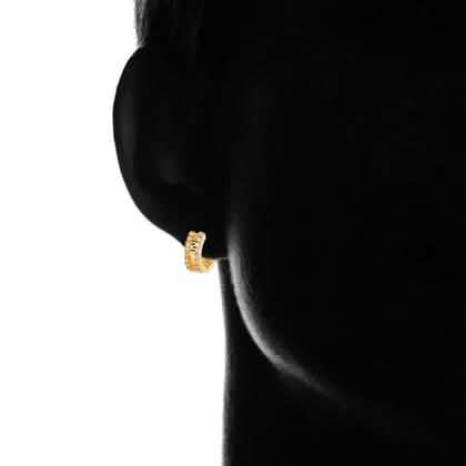 Barzel Double Encrusted Greek Key Hoop Earrings in Swarovski Crystal