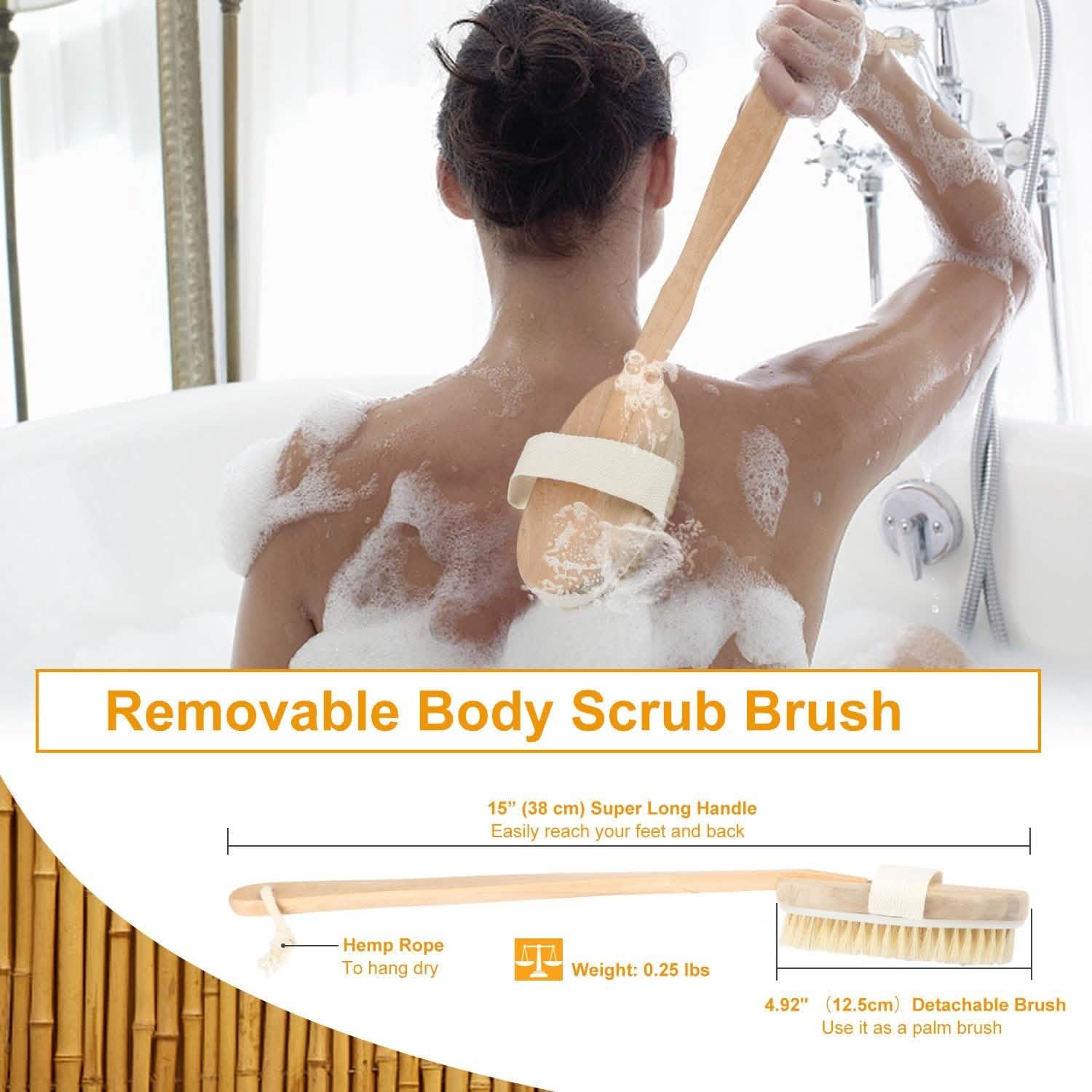 Brosse de bain 38 cm Nettoyant pour le dos du corps sous la douche