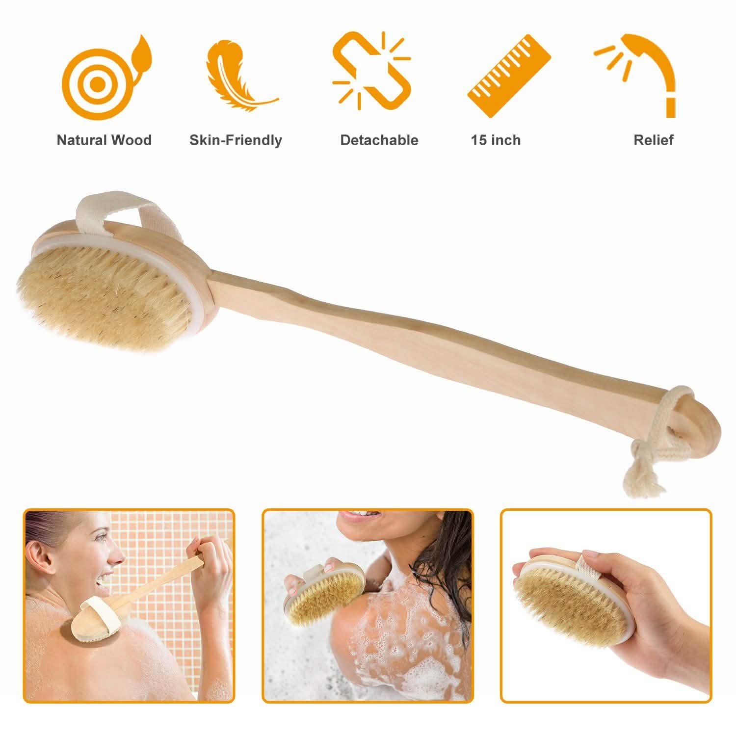 Brosse de bain 38 cm Nettoyant pour le dos du corps sous la douche
