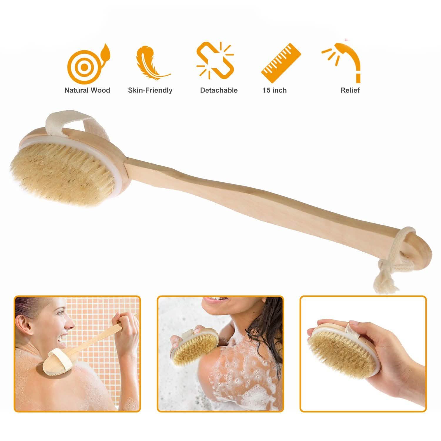 Brosse de bain 38 cm Nettoyant pour le dos du corps sous la douche