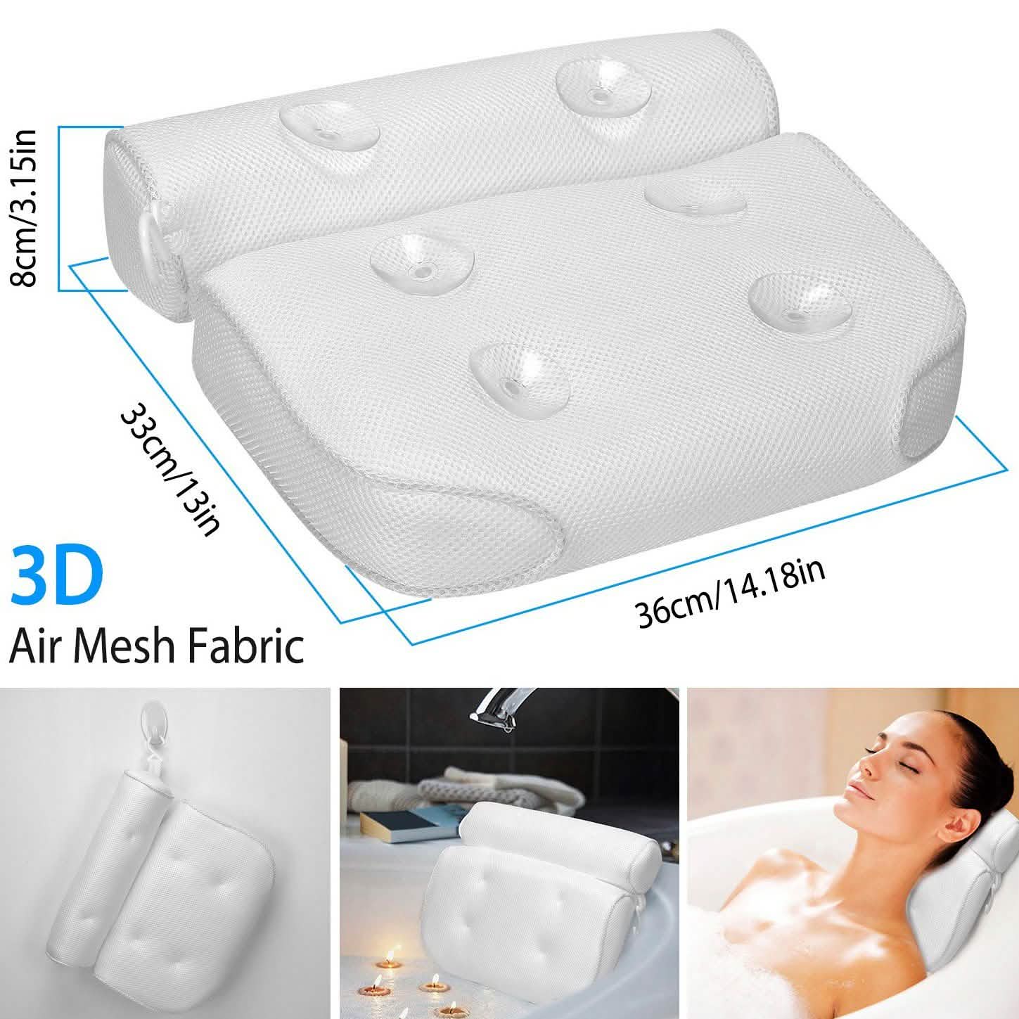 Bathtub Pillow Suction Cup Bath Pillow Air Mesh