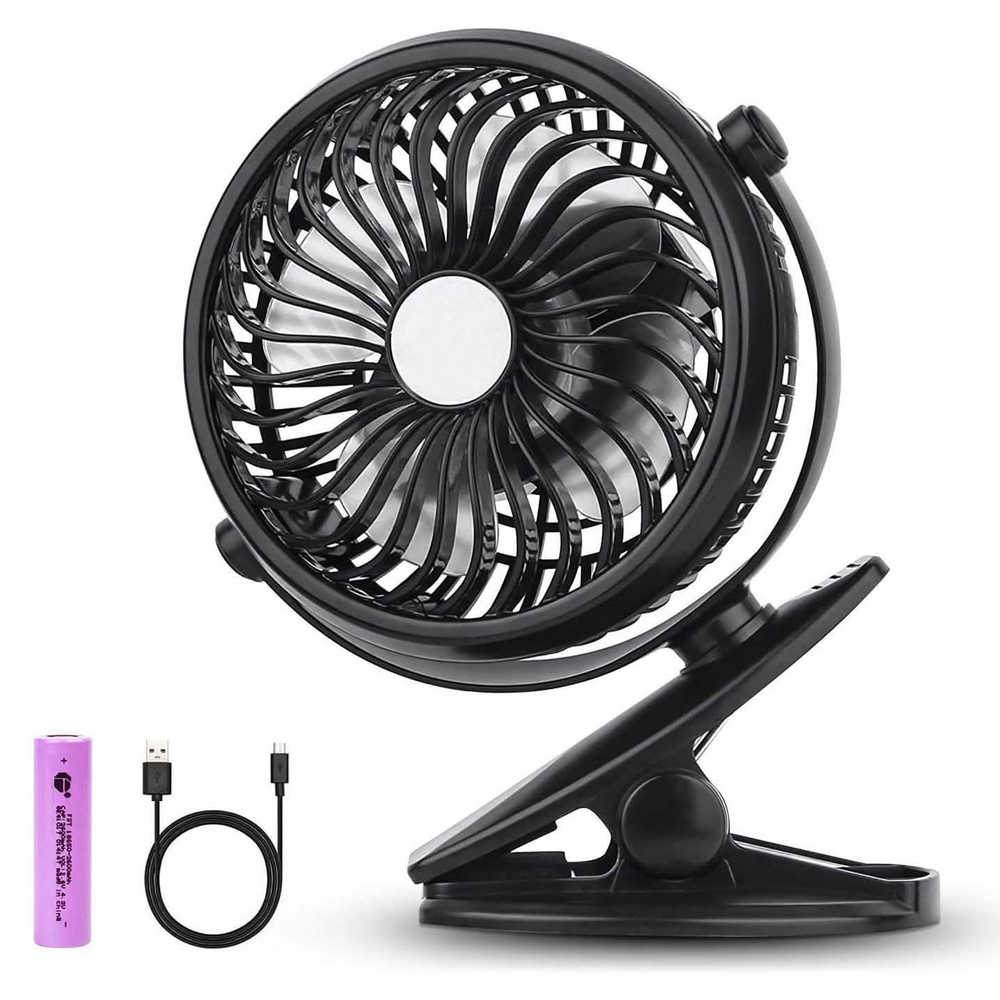 Mini ventilateur de bureau à pince, fonctionne sur piles