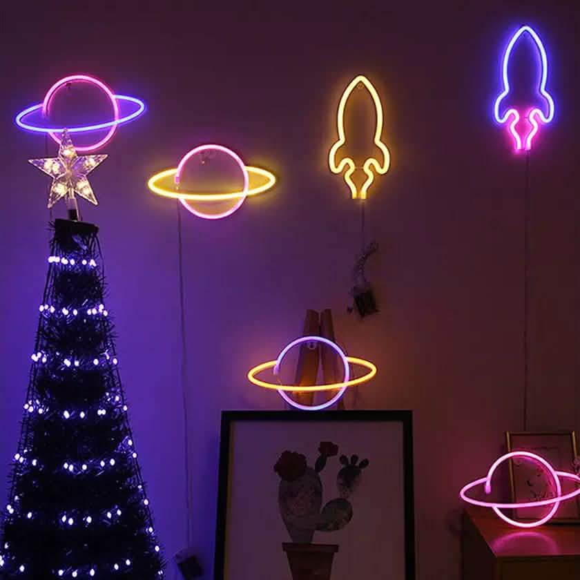 Battery USB LED Neon Light Wall Signs Night Home Decor