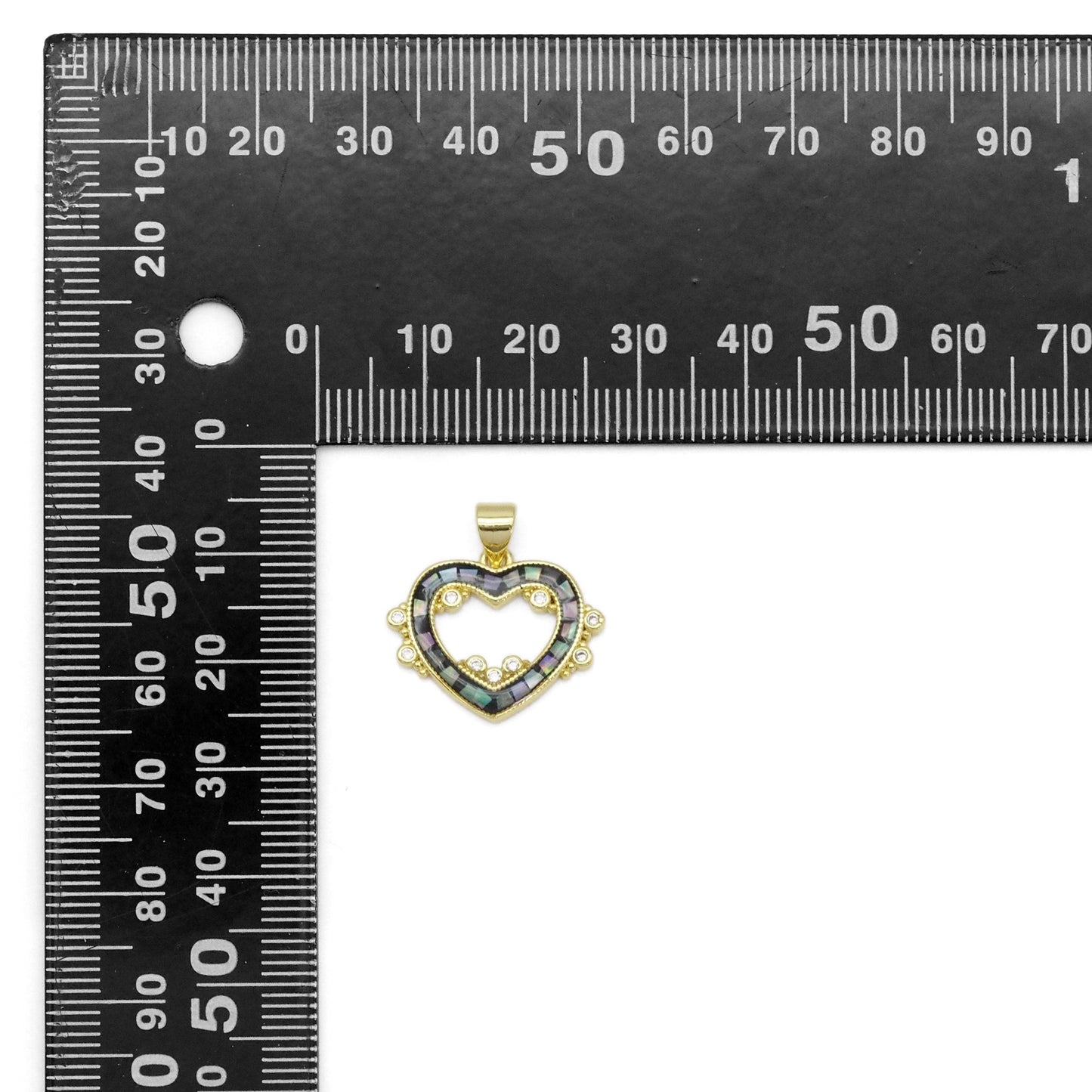 Abalone Pink White Mother of pearl Heart Charm, Sku#LX392