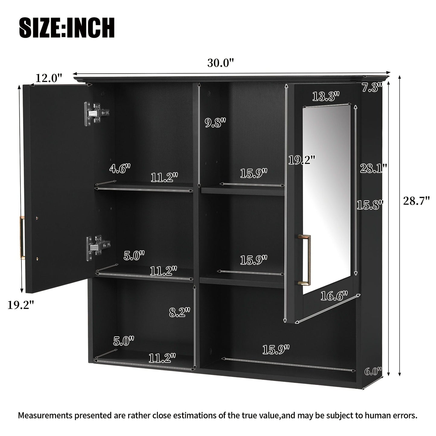 2 In 1 Wall-Mounted Mirror Cabinet With Adjustable Shelves