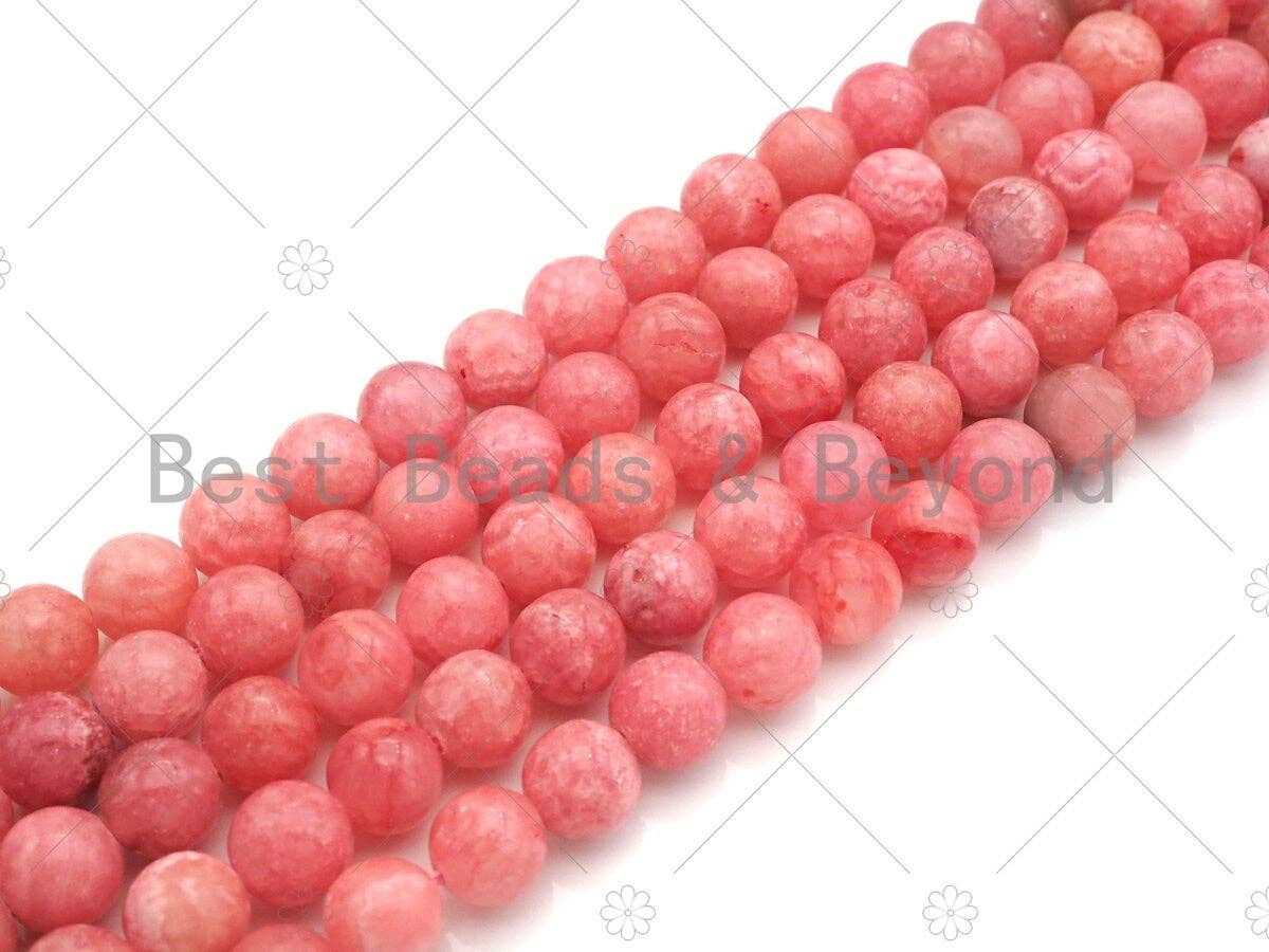 High Quality Rhodochrosite Jade, Round Smooth 10mm/12mm, Red Beads, 15.5" Full Strand, Sku#U981