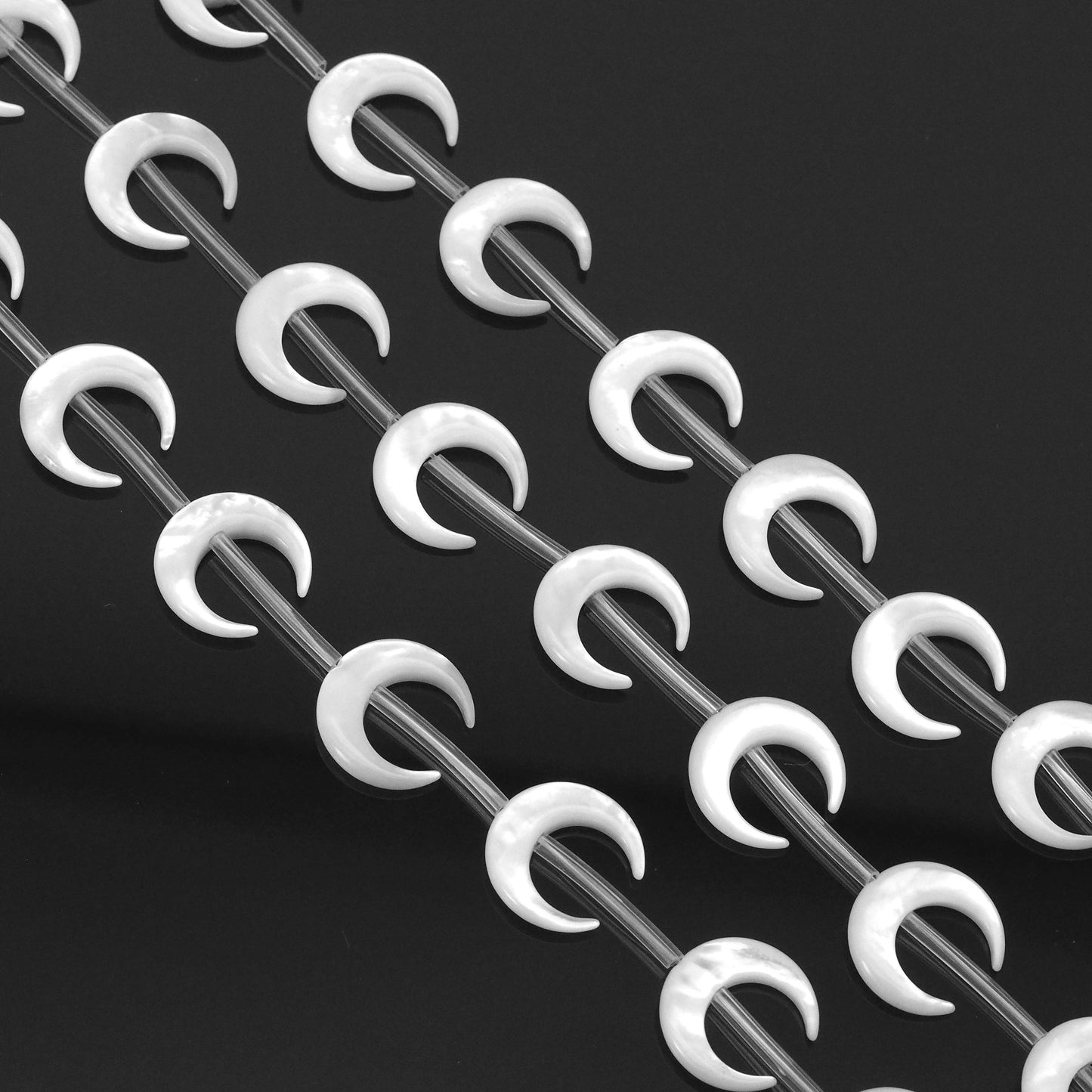 Half Moon White Mothe of Pearl Beads, Sku#T169