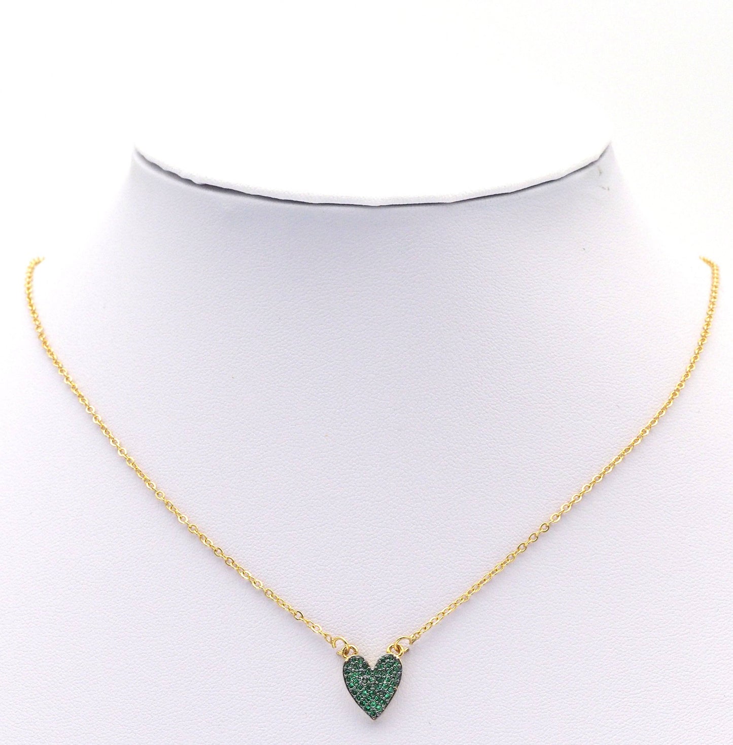 Colorful CZ Gold Heart Charm, Sku#LK772