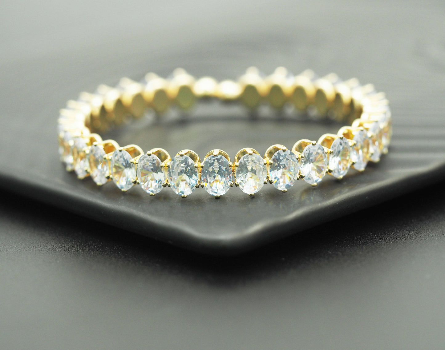 Gold Filled Big CZ Around Bracelet, Adjustable Baracelet, sku#C128