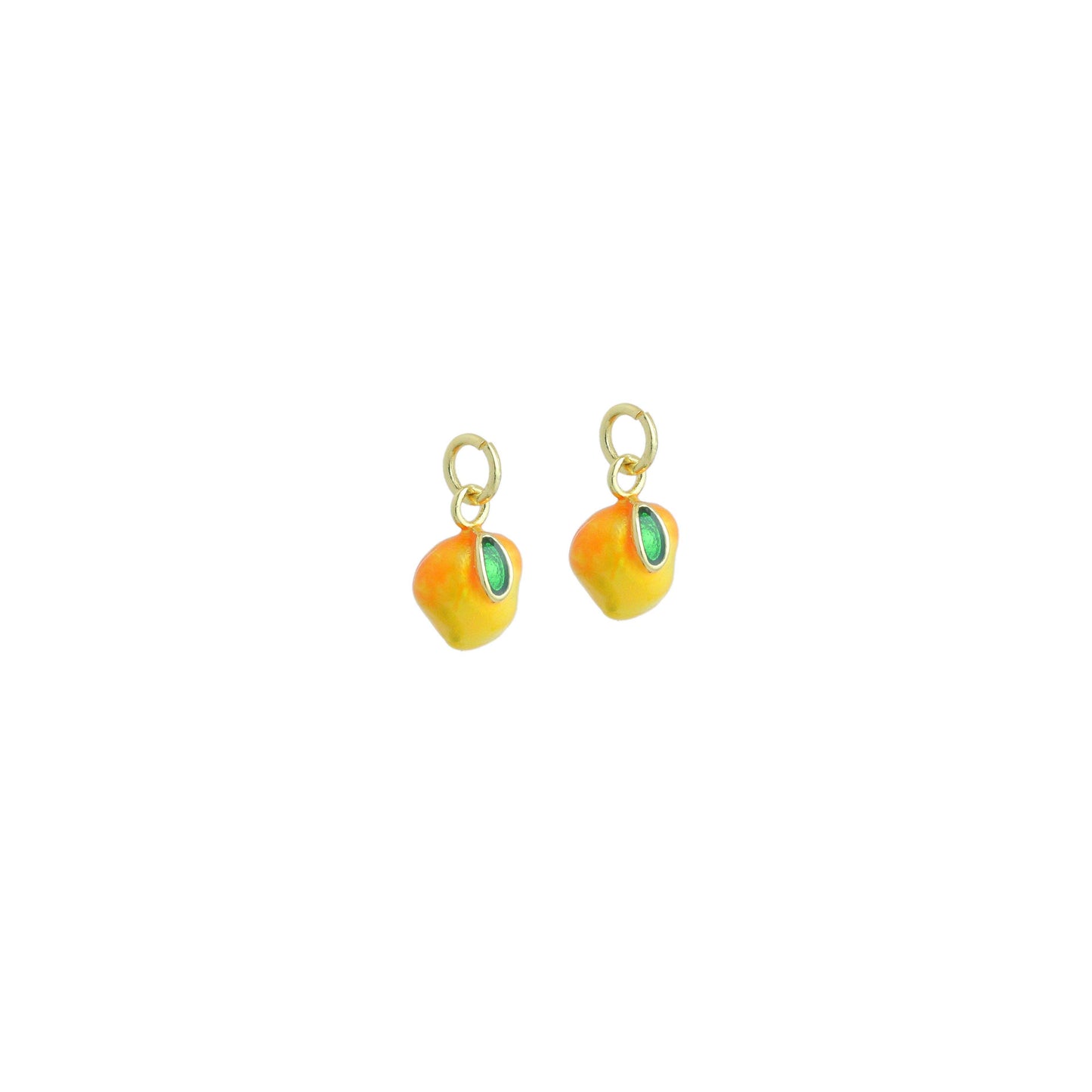 Yellow Orange Enamel Mango Gold Charm Pendant,Sku#LX848