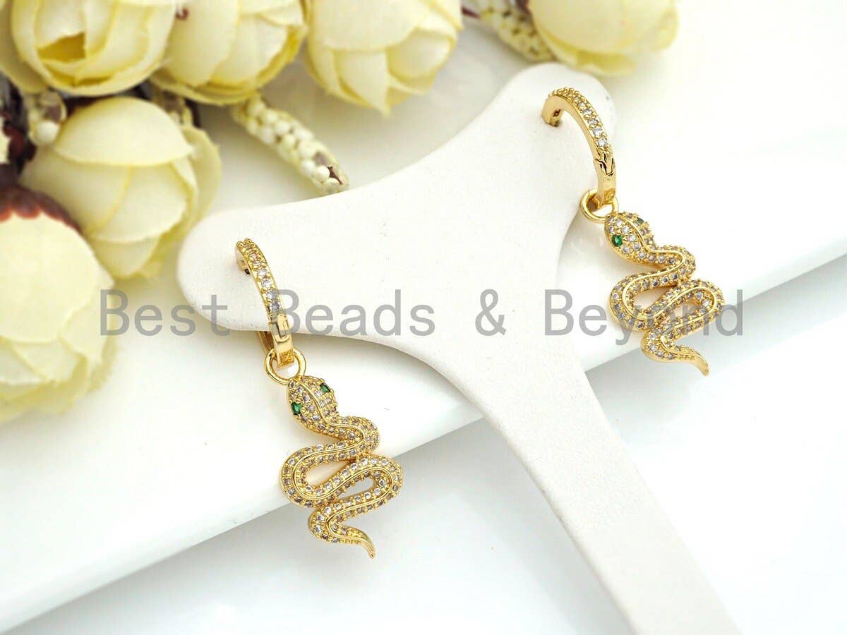 CZ Snake Huggie Earrings, Sku#J259