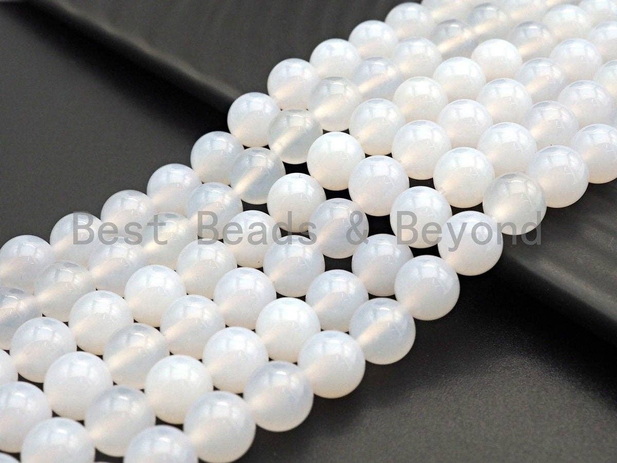 Quality Natural Milky White Agate Beads, UA82