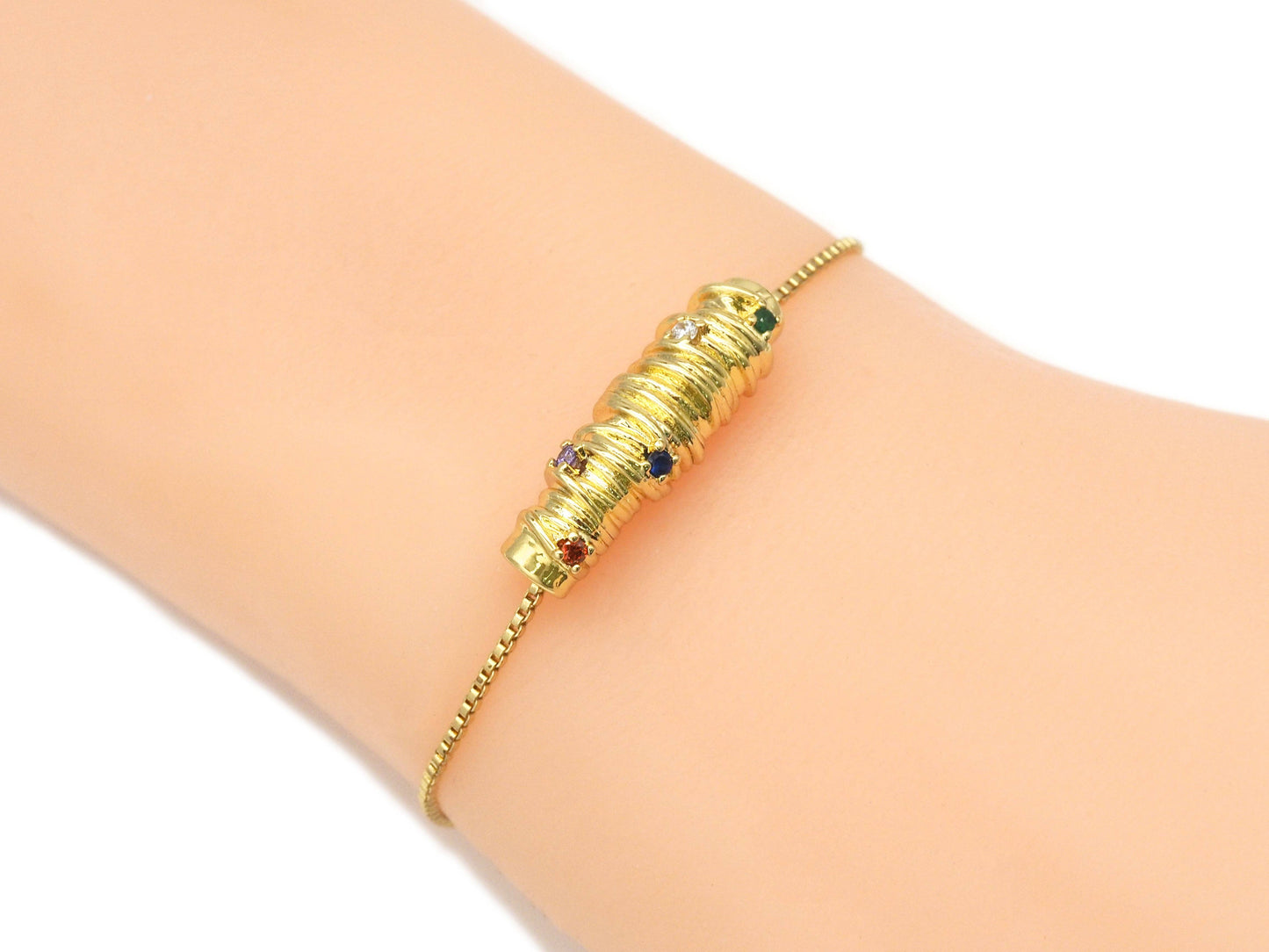 Gold CZ Thread Rolling Spacer Beads, Sku#LK681