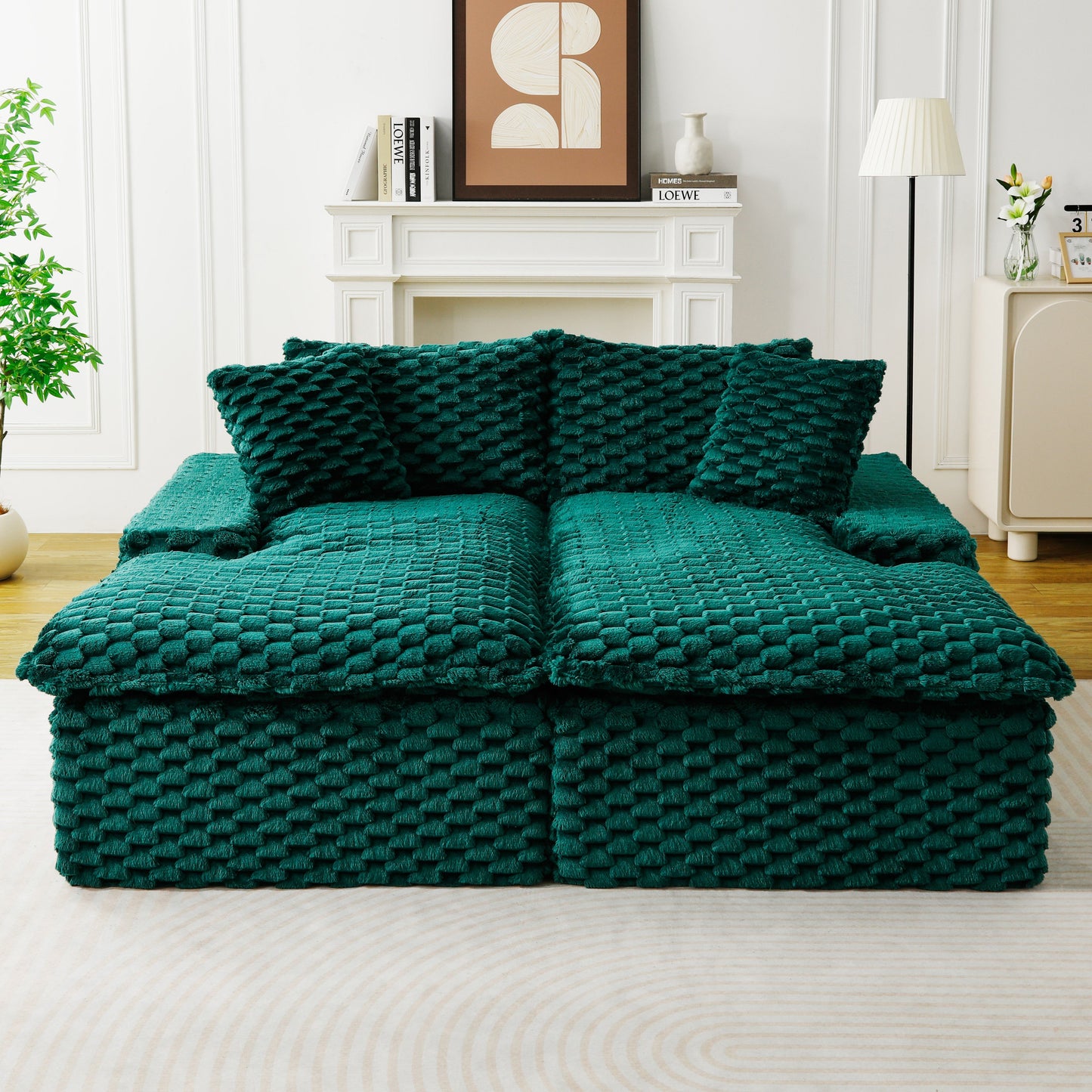 Green Turtle Velvet Double Chaise Lounge