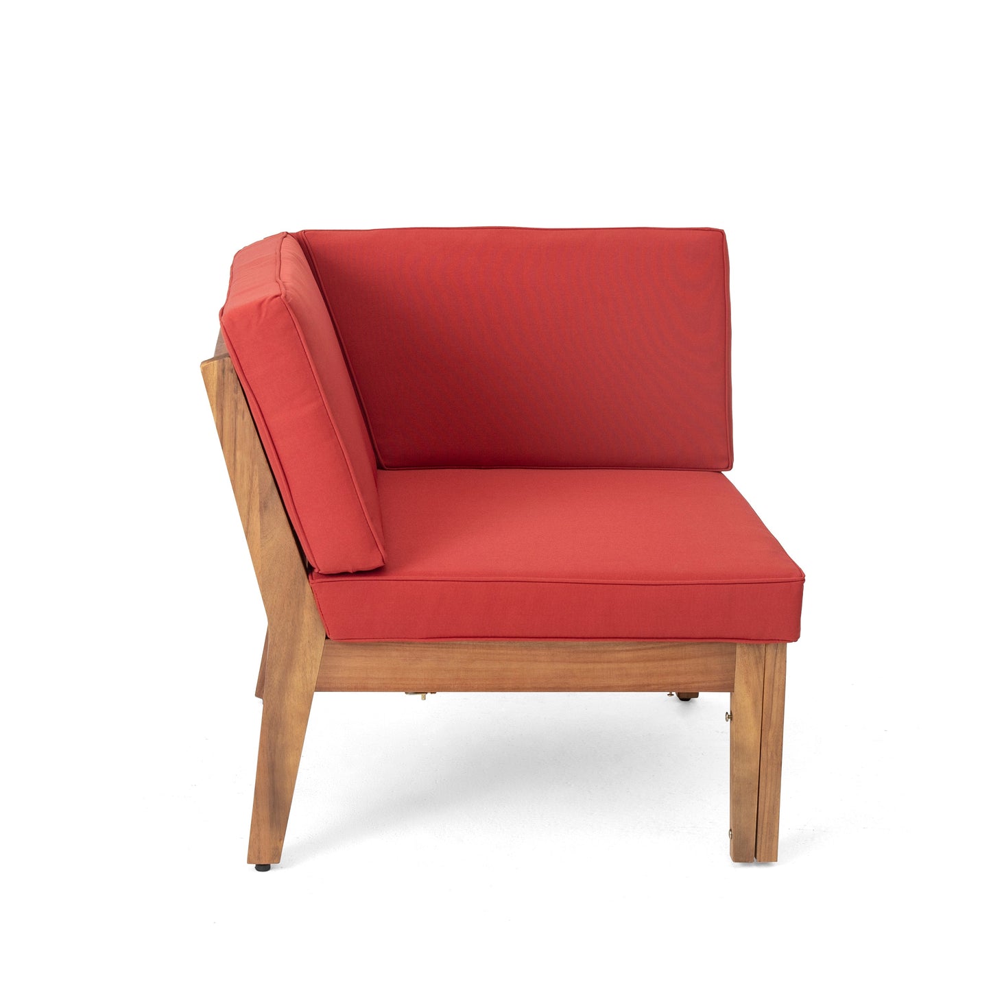 Grenada 8 Seater Acacia Wood Sectional Sofa Set, Teak+Red