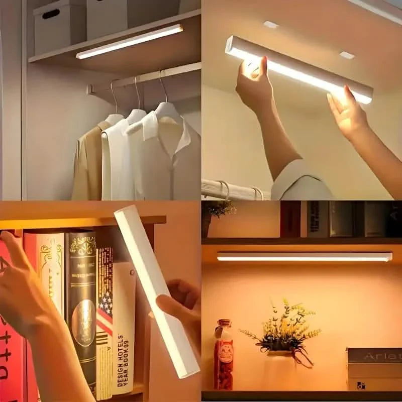 12-Pack: White LED Motion Sensor Cabinet Lights – Magnetic, USB Rechargeable, Detachable for Indoor Use