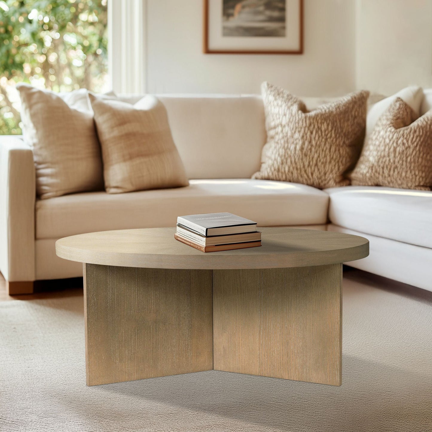 Round Coffee Table Reclaimed Greige