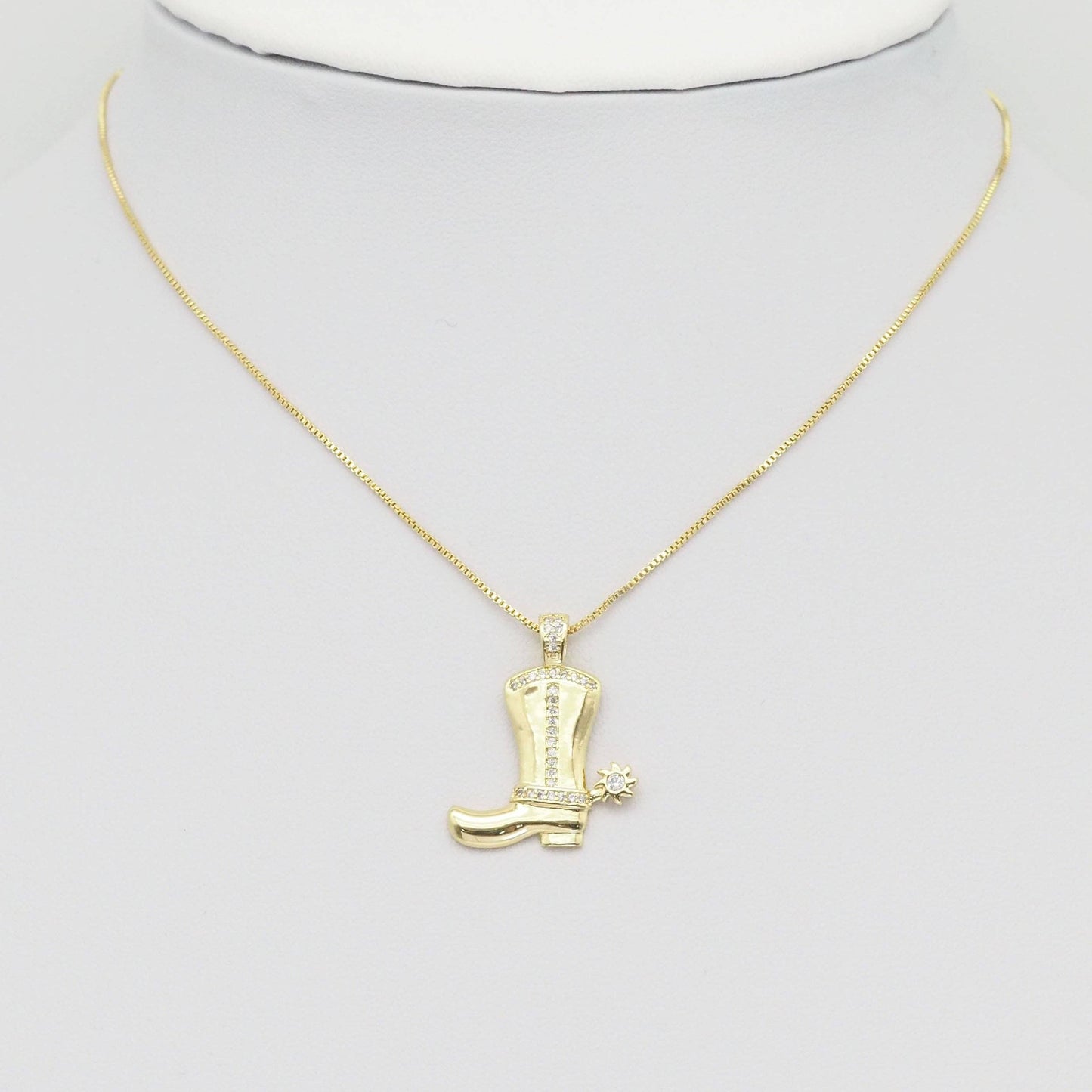 Gold Silver CZ Boot Shape Charm, Sku#Z1472