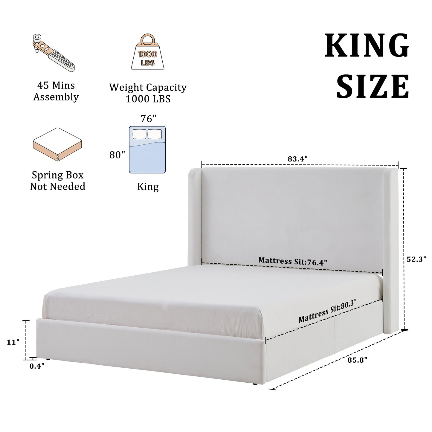 Carmen Upholstered Wingback Bed