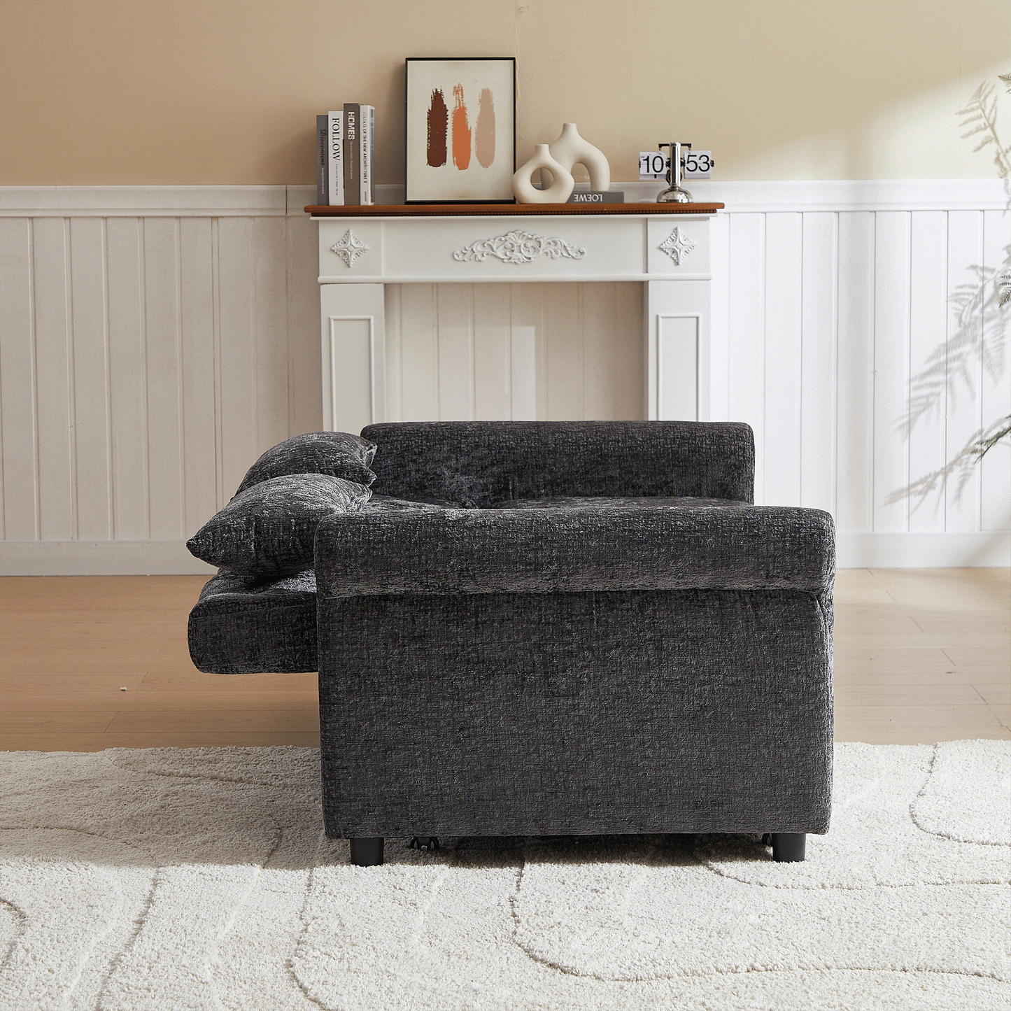 58.27 Inch Modern Chenille Fabric Sofa Bed