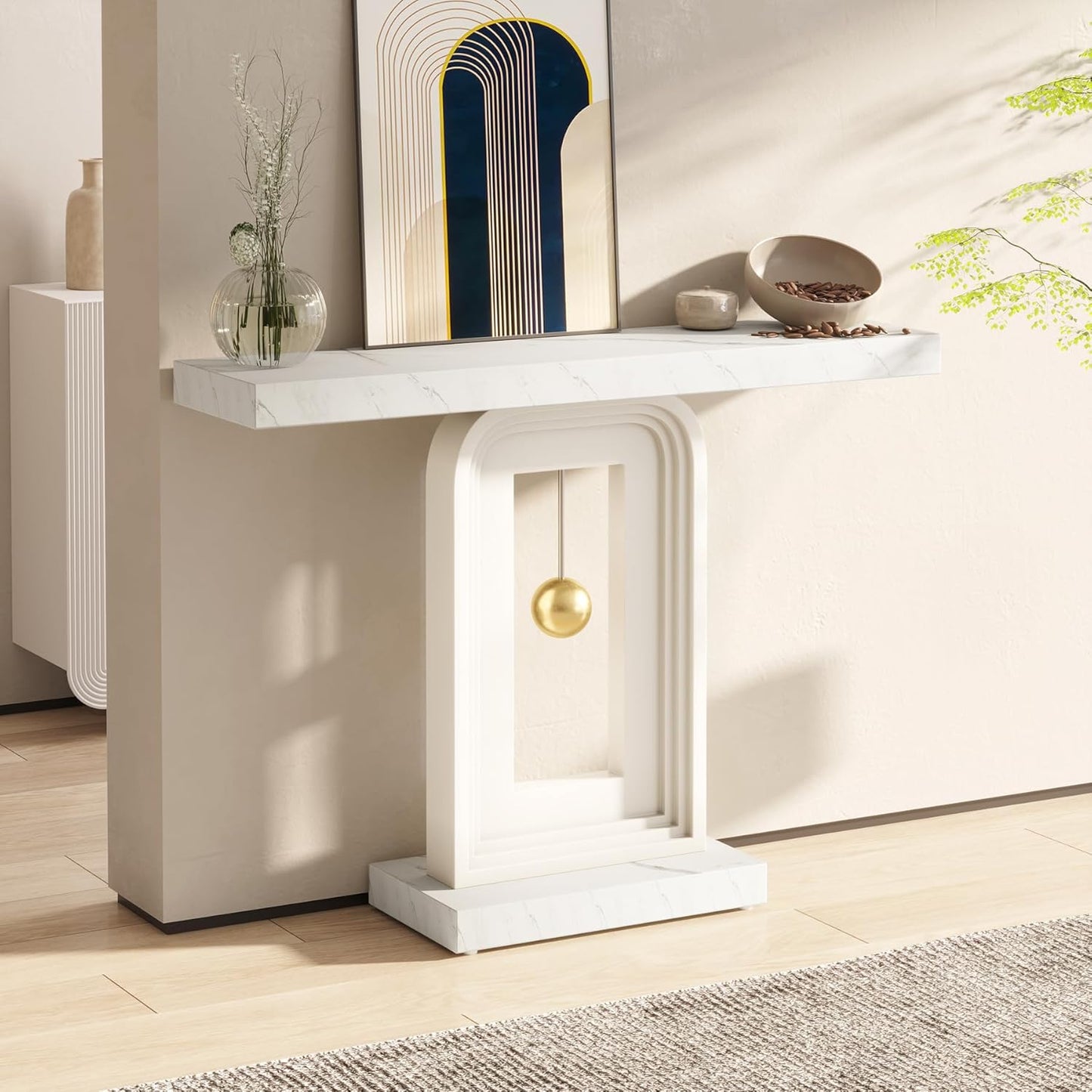 Modern Console Table with Geometric Base