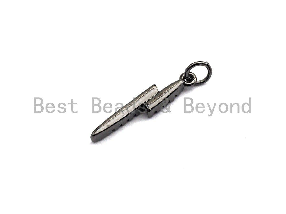 Colorful CZ Micro Pave Lightning Shaped Pendant/Charm, Cubic Zirconia Pendant Charm,3x17mm,sku#Z554