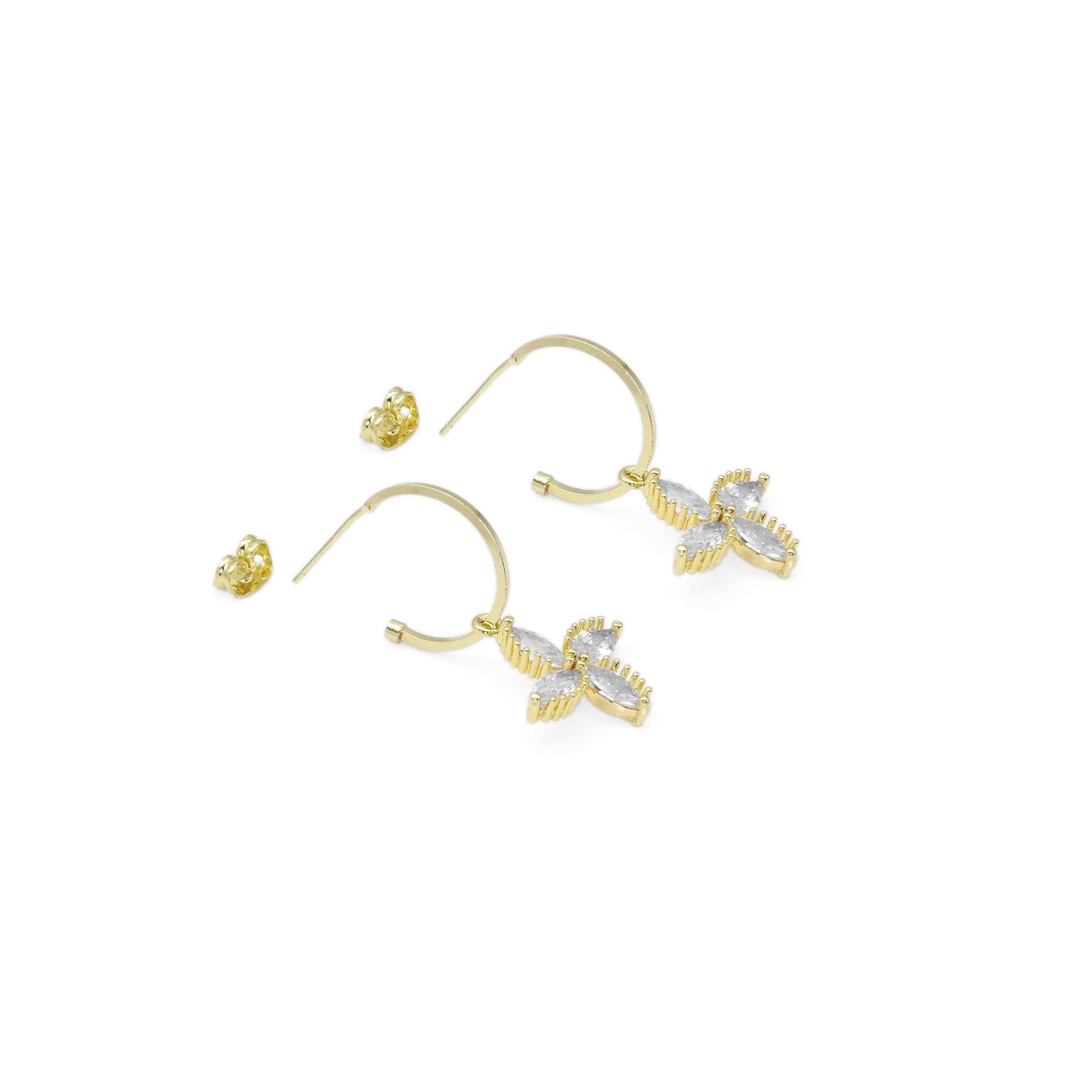 Crystal Flower Hoop Earrings, Sku#EF464