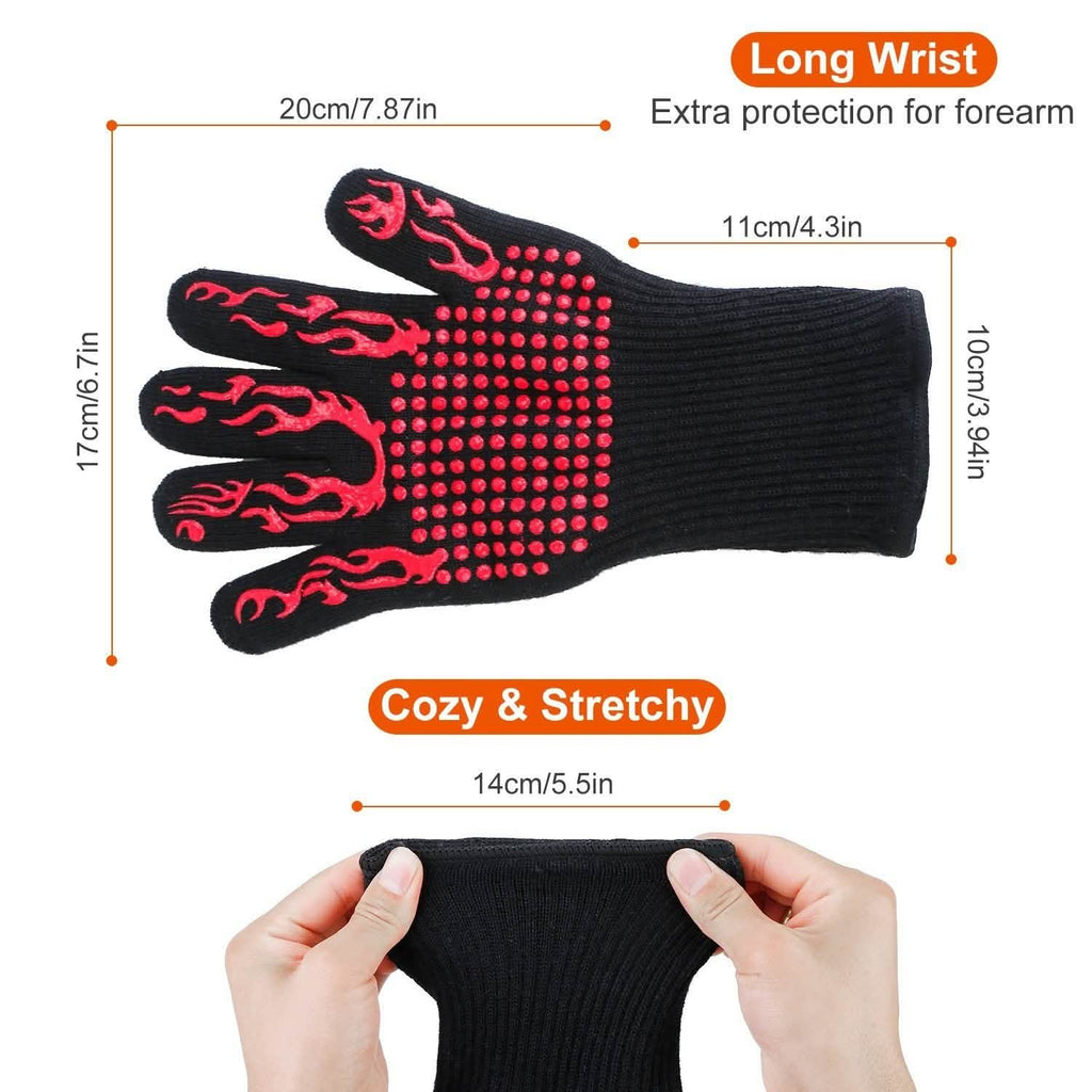 Gants de BBQ Résistants à la Chaleur 800°C Gants de Grill Antidérapants