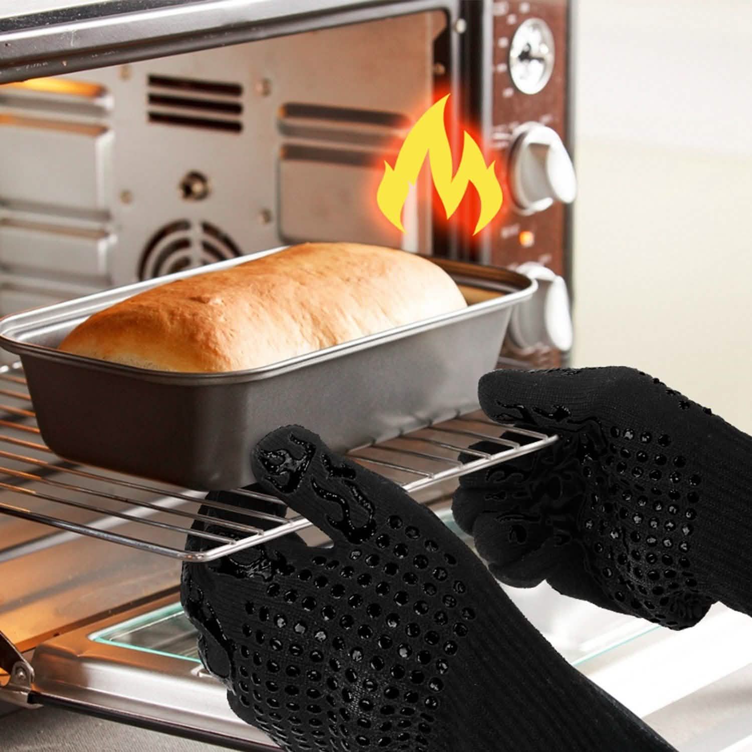 Gants de BBQ Résistants à la Chaleur 800°C Gants de Grill Antidérapants
