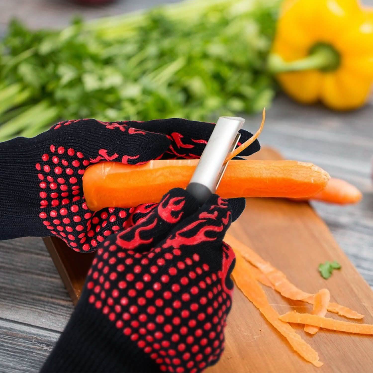 Gants de BBQ Résistants à la Chaleur 800°C Gants de Grill Antidérapants