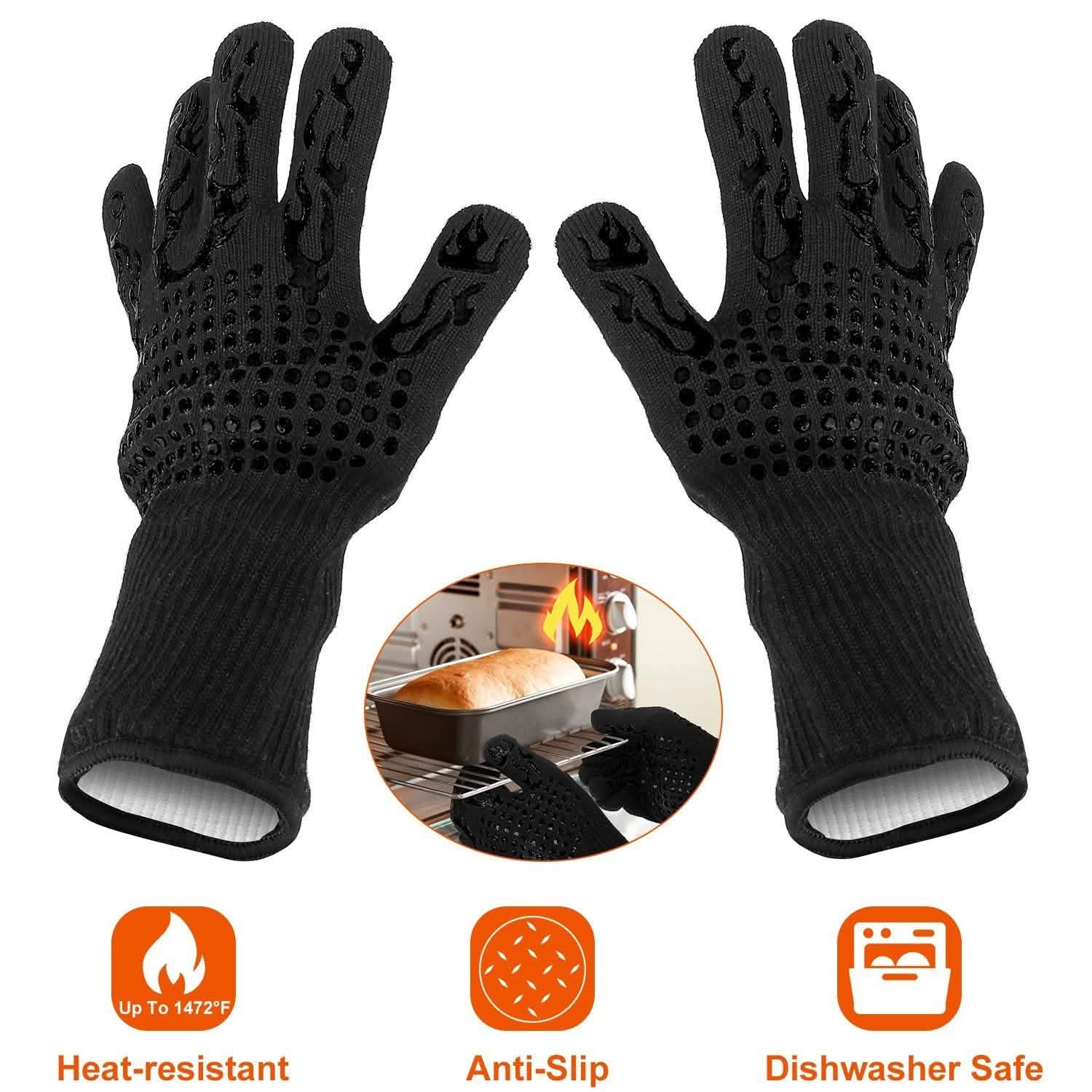 Gants de BBQ Résistants à la Chaleur 800°C Gants de Grill Antidérapants