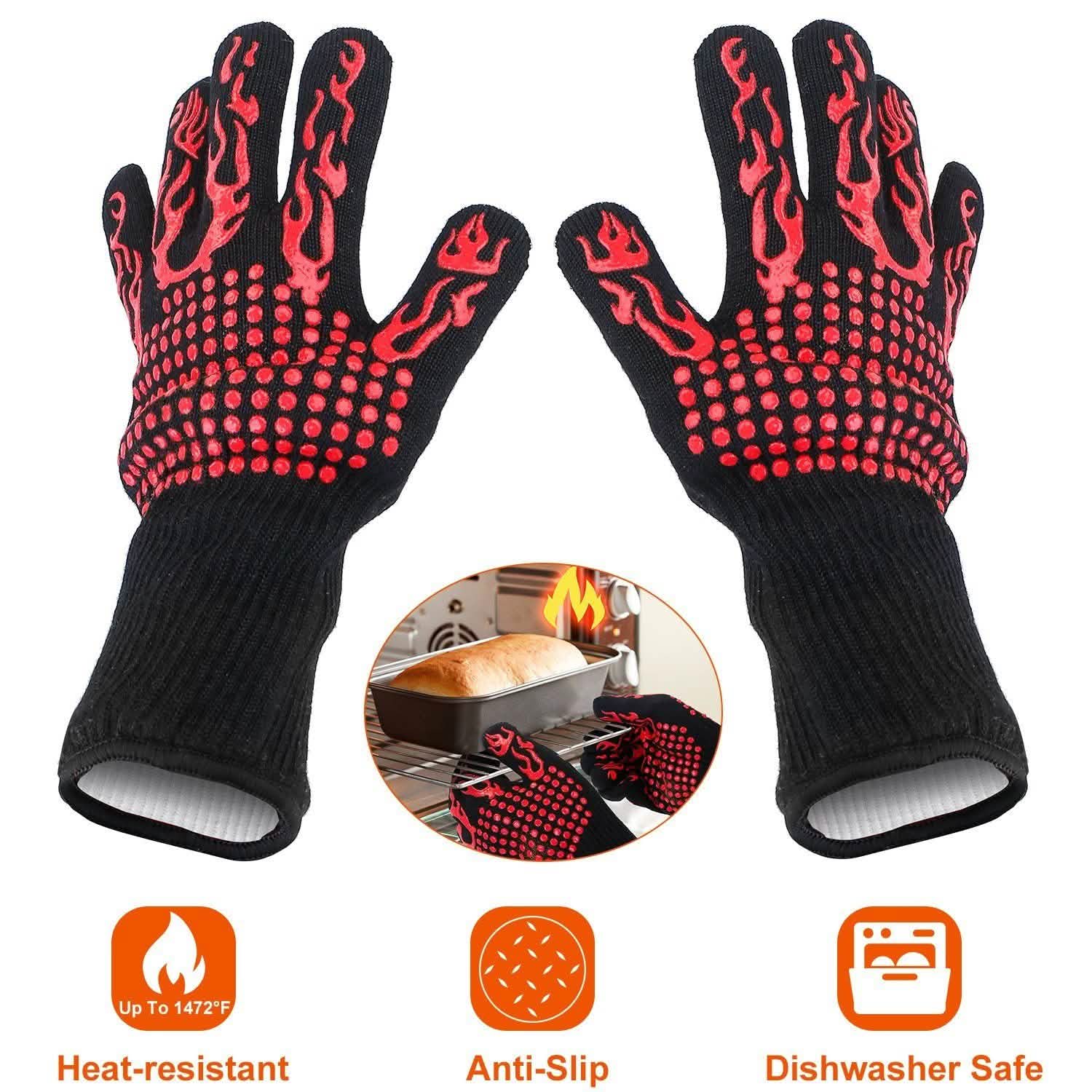 Gants de BBQ Résistants à la Chaleur 800°C Gants de Grill Antidérapants