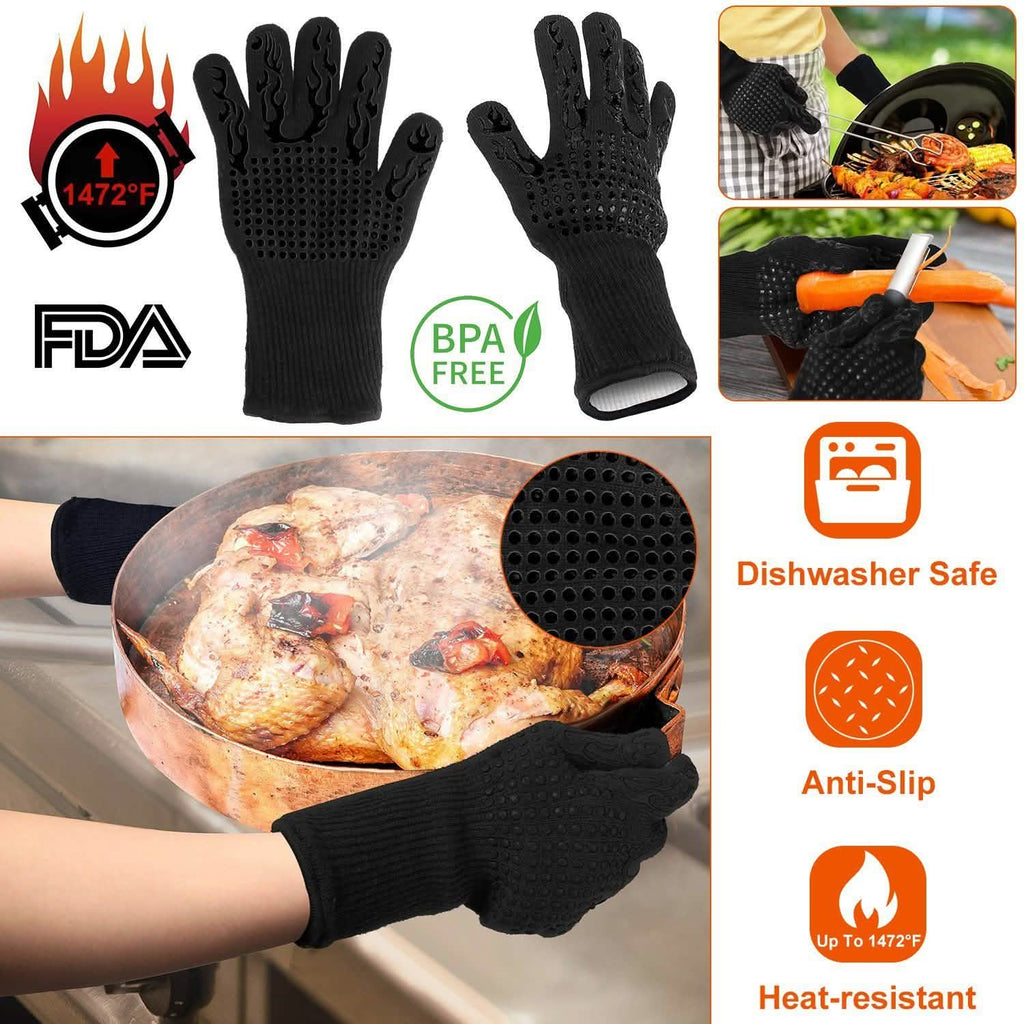 Gants de BBQ Résistants à la Chaleur 800°C Gants de Grill Antidérapants