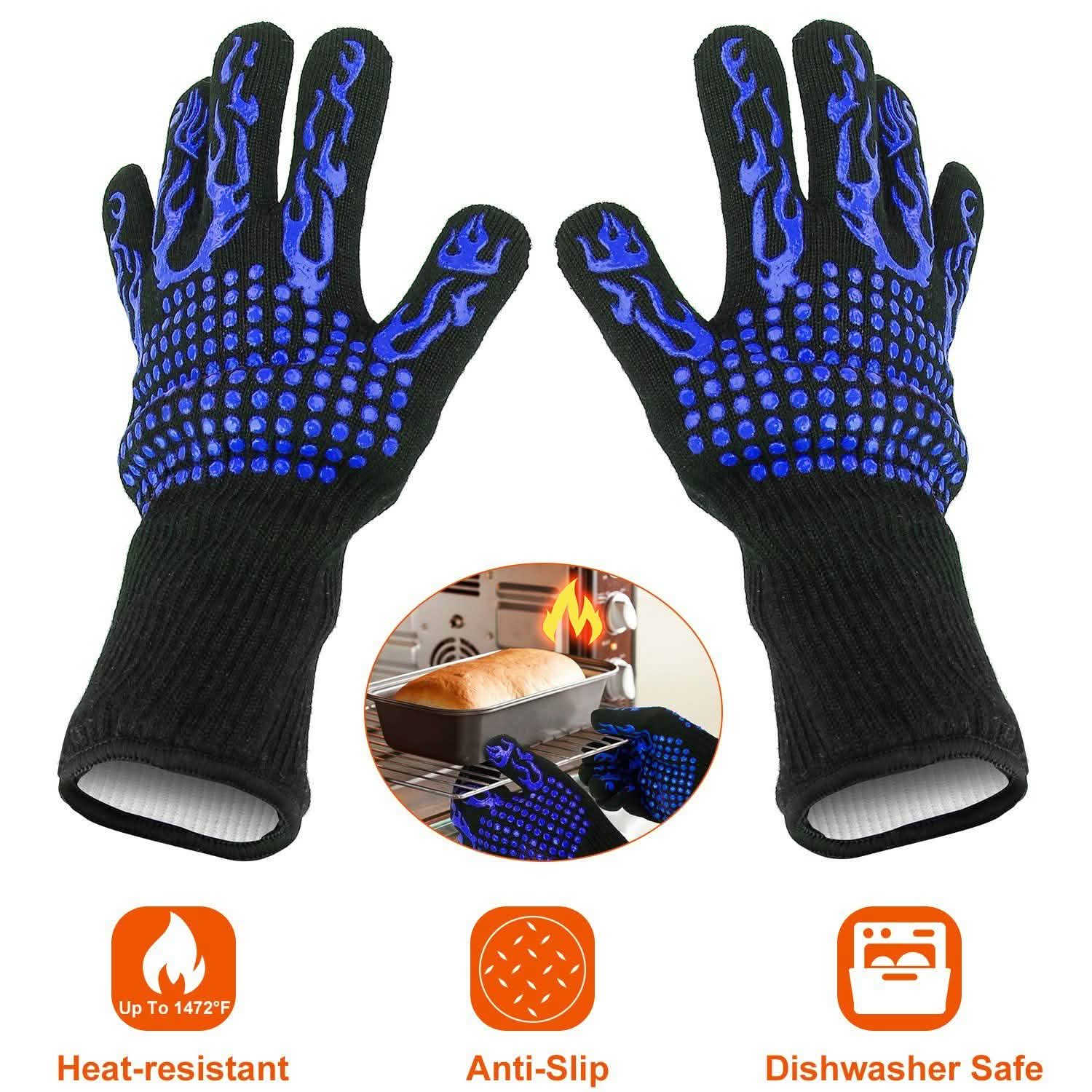Gants de BBQ Résistants à la Chaleur 800°C Gants de Grill Antidérapants