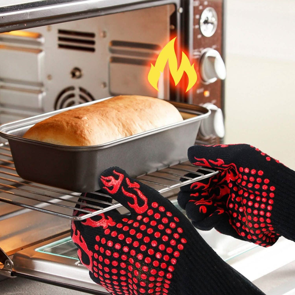 Gants de BBQ Résistants à la Chaleur 800°C Gants de Grill Antidérapants