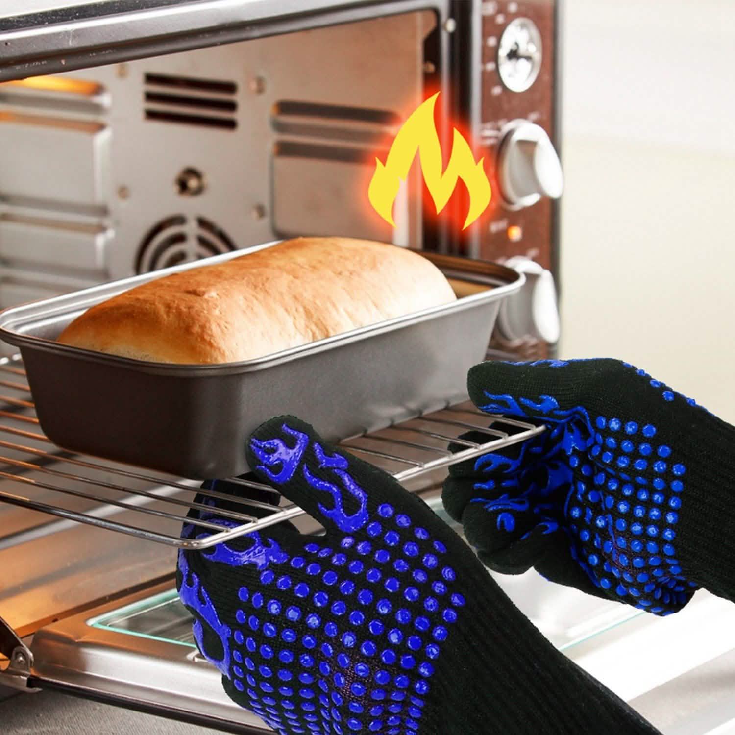Gants de BBQ Résistants à la Chaleur 800°C Gants de Grill Antidérapants
