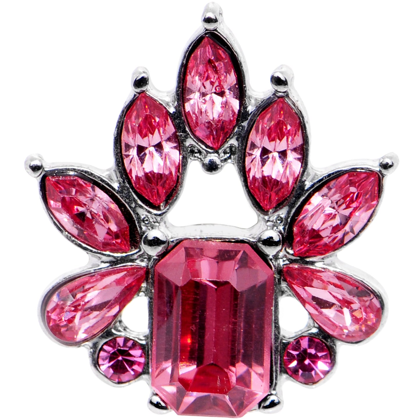 16G 1/4 Pink Gem Flower Tiara Amulet Cartilage Tragus Earring