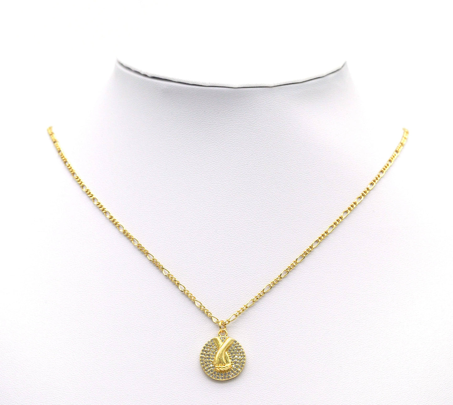 CZ Gold Prayer Hands Coin Charm, Sku#LK658