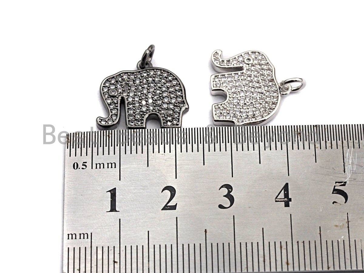 CZ Micro Pave Elephant Shaped Pendant/Charm, Cubic Zirconia Pendant Charm,17x15mm,sku#Z533