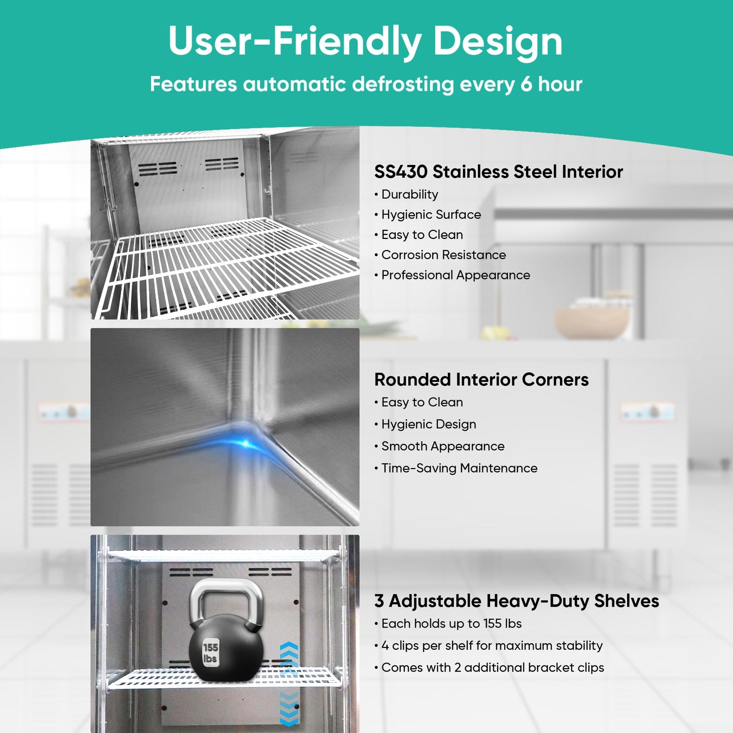 54" Commercial Freezer - 49 Cu.Ft Double Door