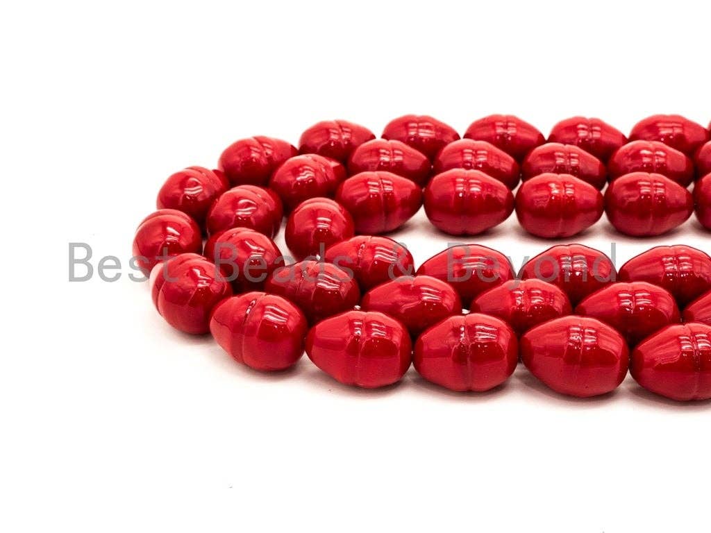 Red Natural Mother of Pearl beads,17x23mm Large Pearl Egg Oval beads, Loose Double Cone Smooth Pearl Shell Beads, 16inch strand, SKU#T88