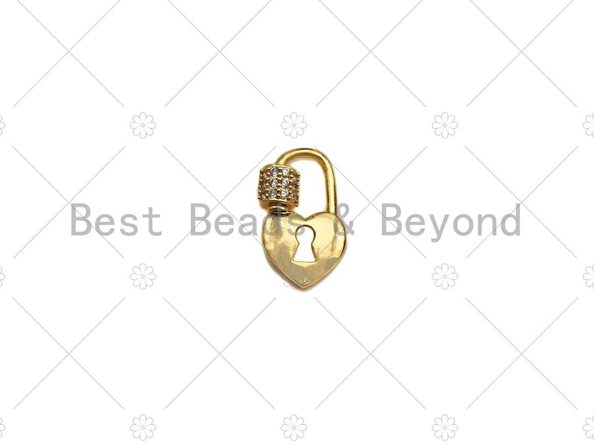 Small Cute 18K Gold Dainty Lock Clasp, Carabiner Clasp Heart Lock, Paper clip Chain connector Clasp, Chain Clasp, 8x14mm, sku#LK09