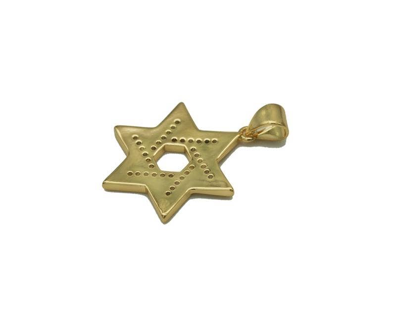 Gold CZ Hexagram Charm, Sku#LX73