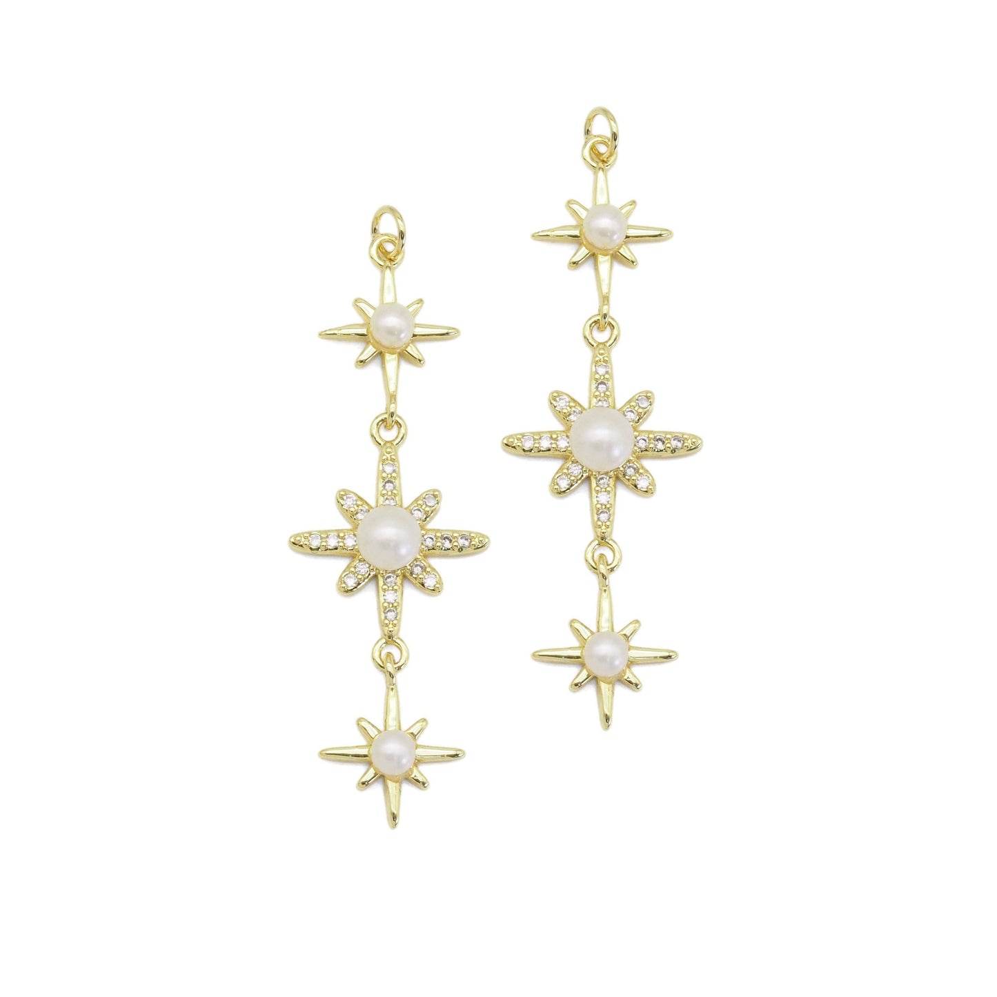 Clear CZ Pearl North Star Charm, Sku#LD512