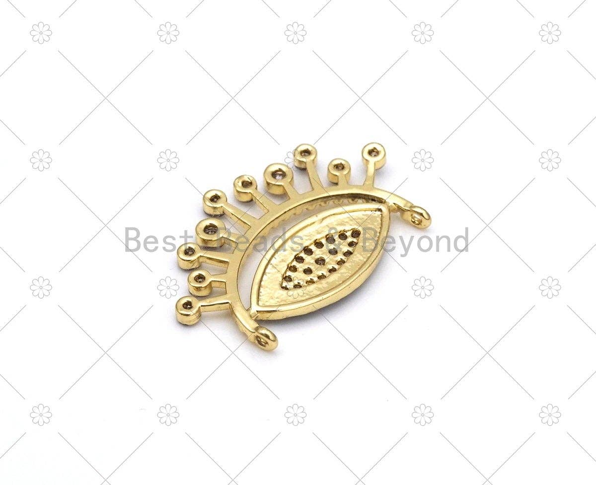 CZ Micro Pave Black Enamel Evil Eye With Teardrop Shape Pendant, 18K Gold Filled Evil Eye Charm, Necklace Pendant,19x30mm, Sku#L633