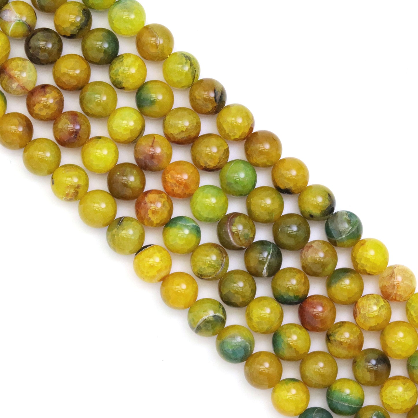 14mm Yellow Green Agate Round Smooth Beads, Sku#U1845