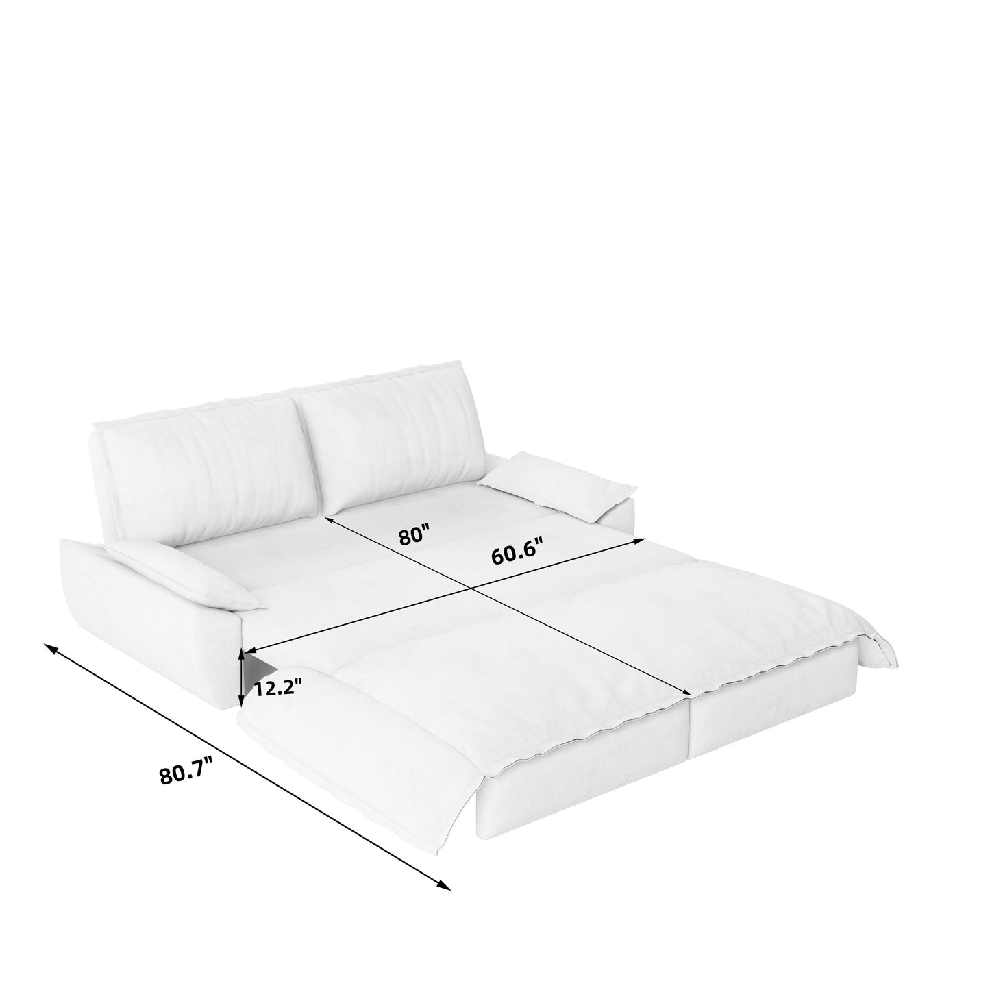 73.2" Queen Pull Out Sofa Bed - 3-in-1 Convertible Sleeper
