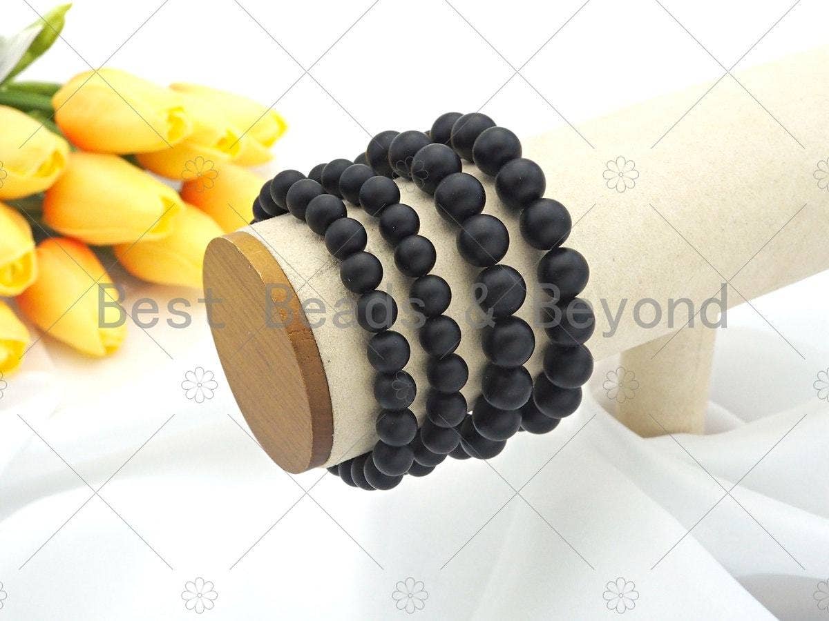 Natural Matt Black Onyx Stretchy Bracelet