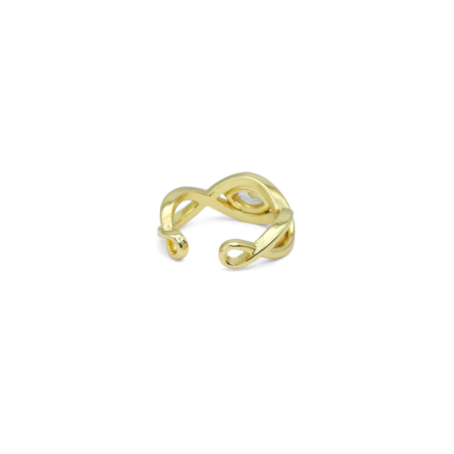 Gold Silver Clear CZ Evil Eye Adjustable Ring, Sku#A236